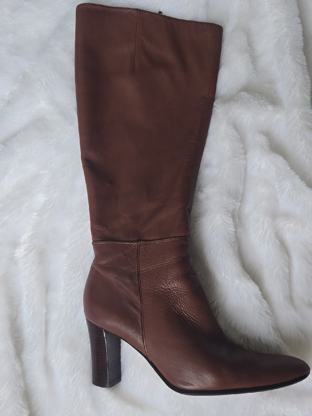 Nine West Brown Leather Knee-High Heeled Boots